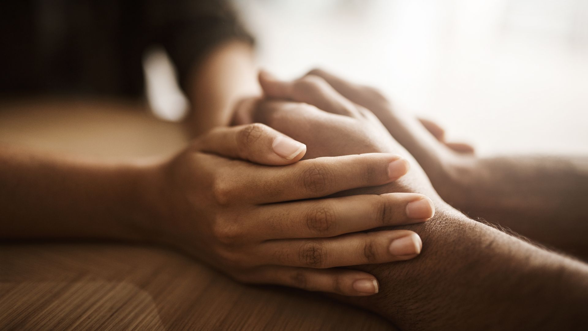 Holding hands for comfort