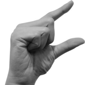 A pointer finger and thumb showing a measurement