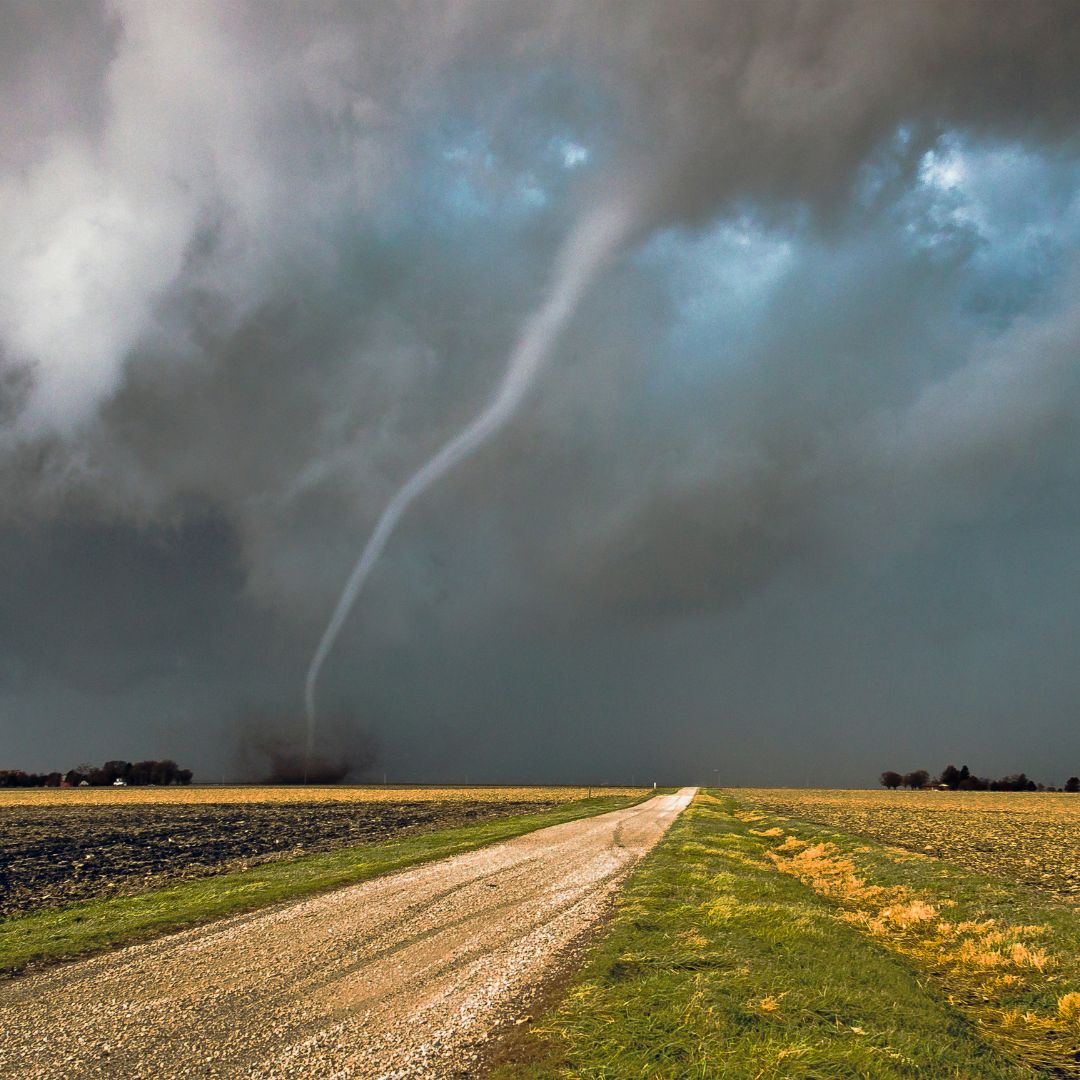 tornado on open road