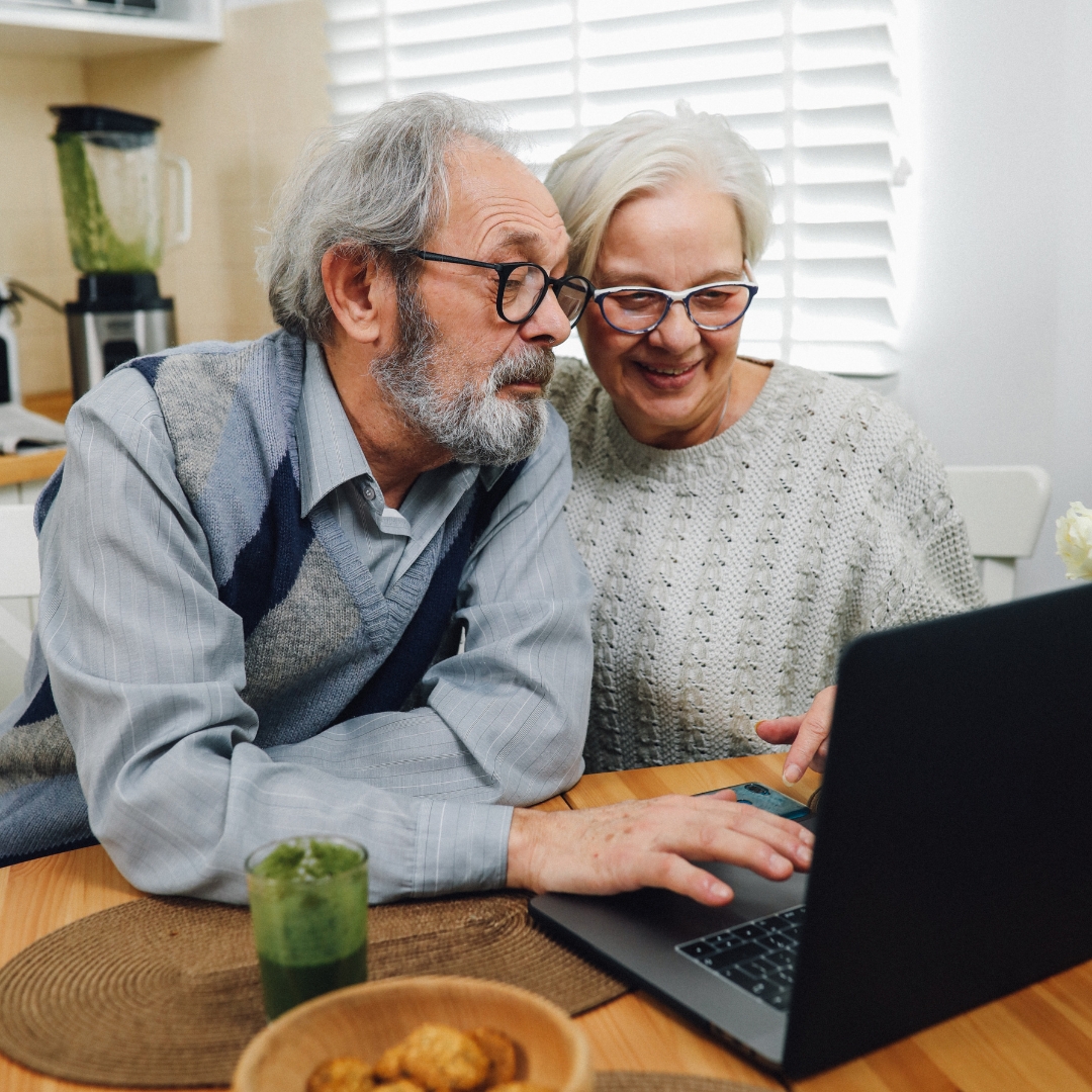 couple looking at computer