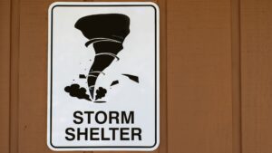 Sign that reads "Storm Shelter"