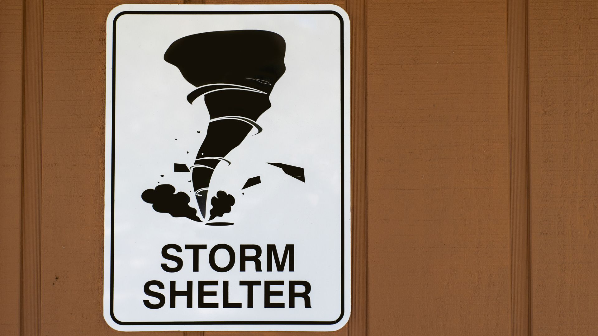 Sign that reads "Storm Shelter"