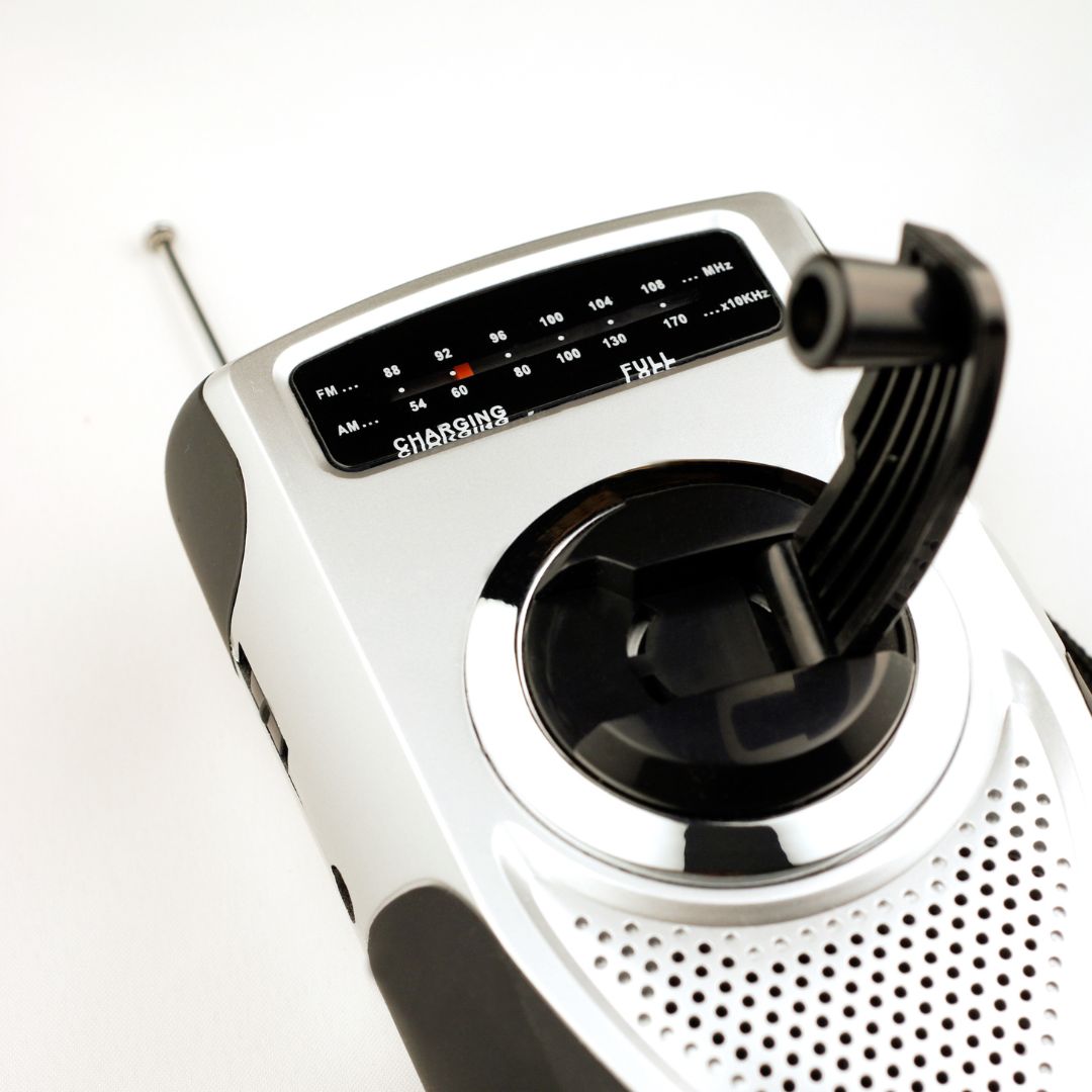 A hand-crank radio