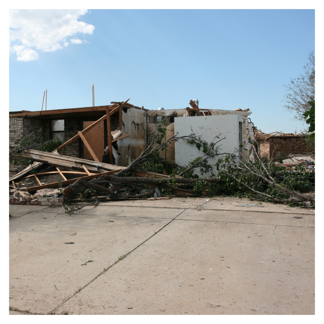 Storm shelter remains in rubble