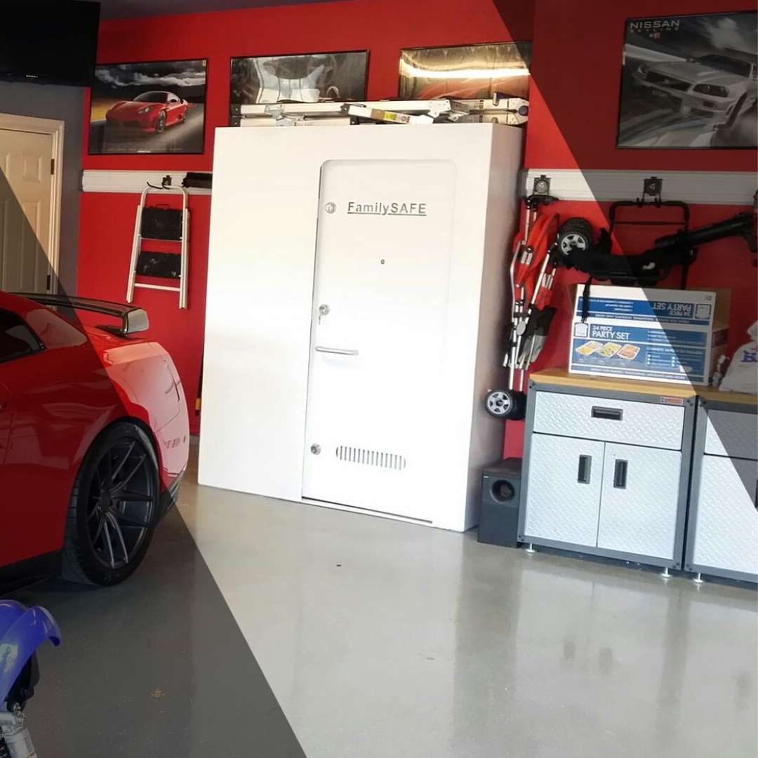 FamilySAFE shelter in a garage