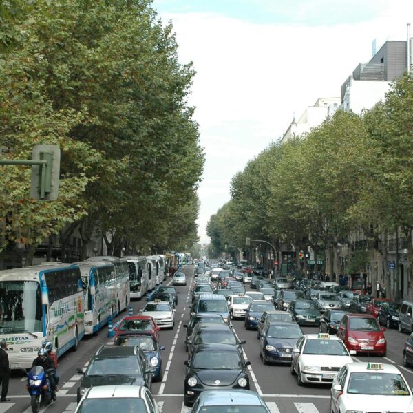 Crowded highway traffic.