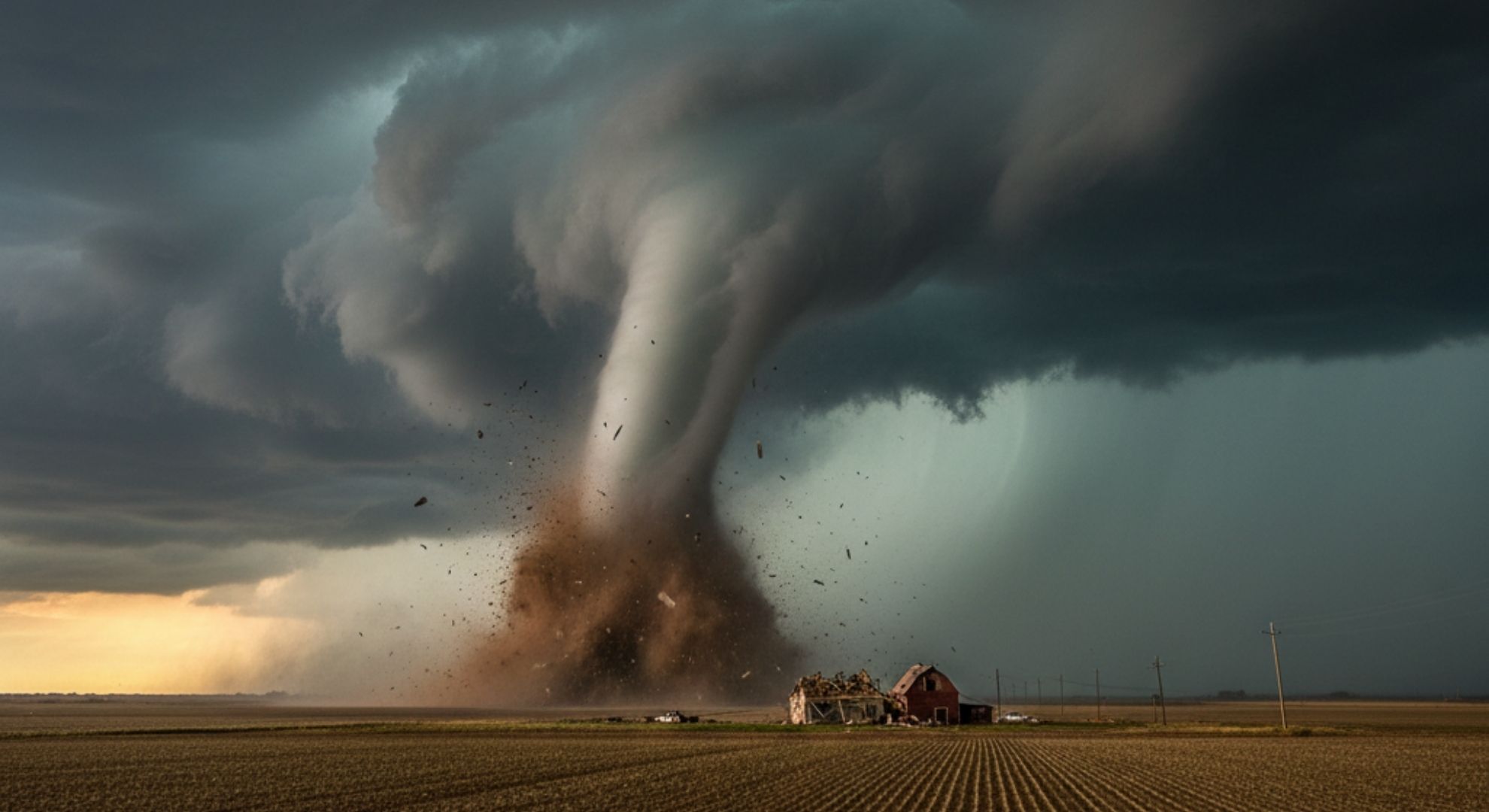 Tornado in a field.