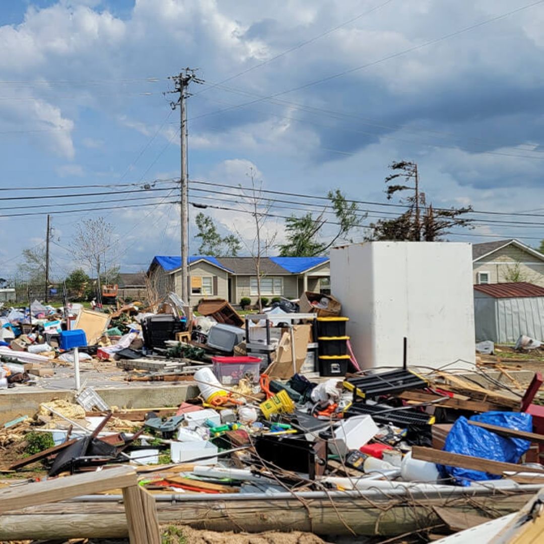 tornado shelter in destroyed home