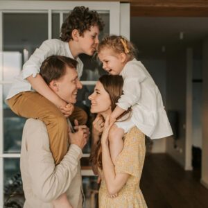 A young family happy at home