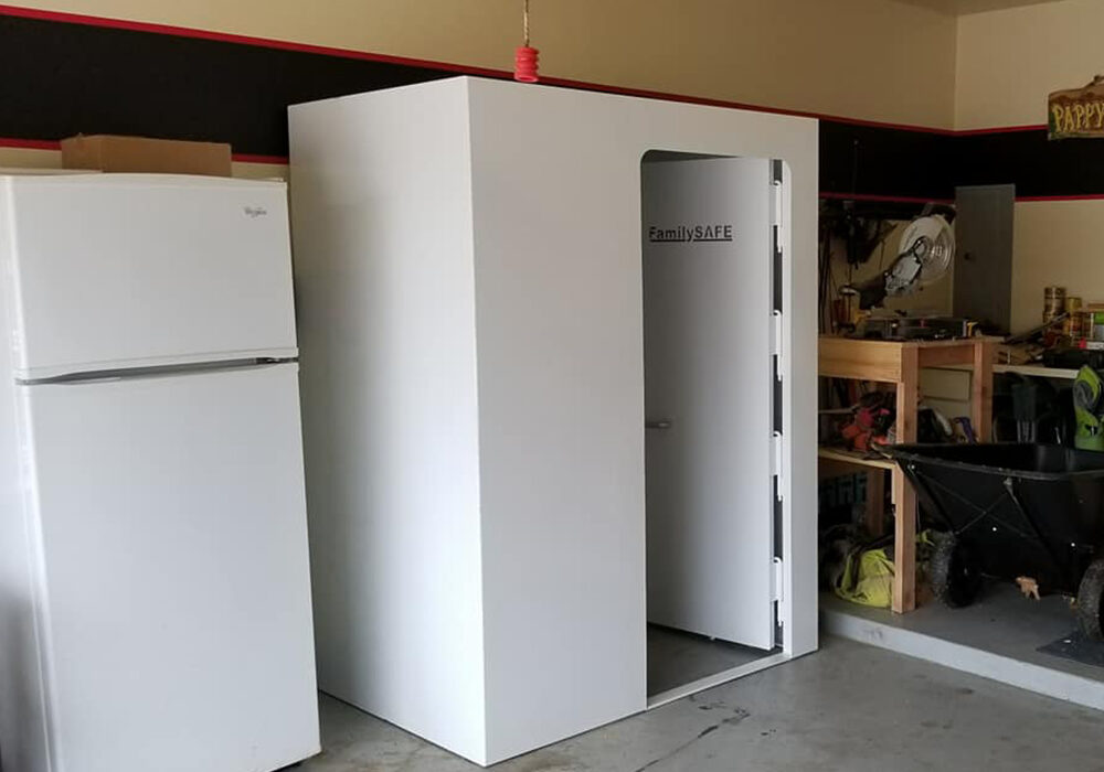 a tornado shelter in a garage